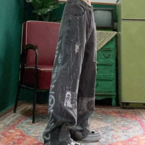 Casual funny goth pants summer jeans
